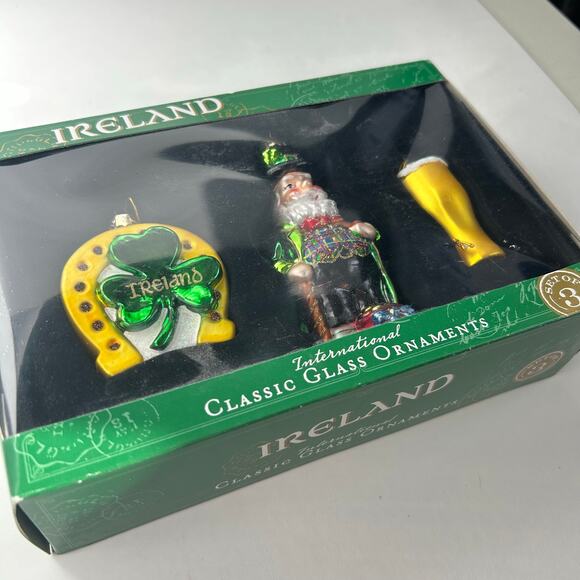 St. Patrick's Day Blown Glass Ornaments Beer Horseshoe Clover Leprechaun Ireland - Picture 8 of 10